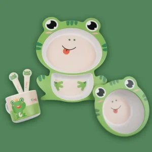 Bamboo Kids Cute Frog Dinnerware Set 5 Pcs